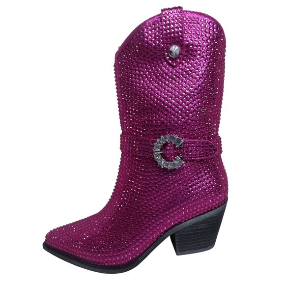 Cowboy‎ Boots Mi.iM Women's Fuchsia Rhinestone-Studded with straps Size 7.5 - 8 - Picture 8 of 14